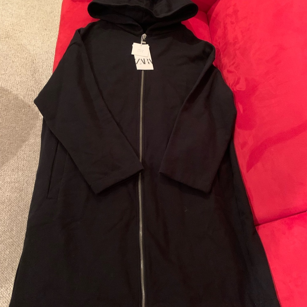 Zara HOODED PLUSH COAT - Picture 7 of 8